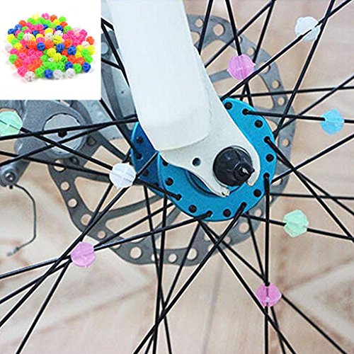 Kasmena 102pcs Assorted Colors Bike Bicycle Wheel Spokes Bead Plastic Clip Spoke Bead Derections,Circular