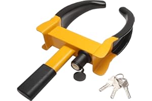 MaySpare Universal Wheel Lock, Heavy Duty Tire Lock, Automotive Anti-Theft Lock for Cars, SUVs, Motorcycles, Golf Carts, Bright Color for Deterrence, with 3 Locks(Yellow-Black)