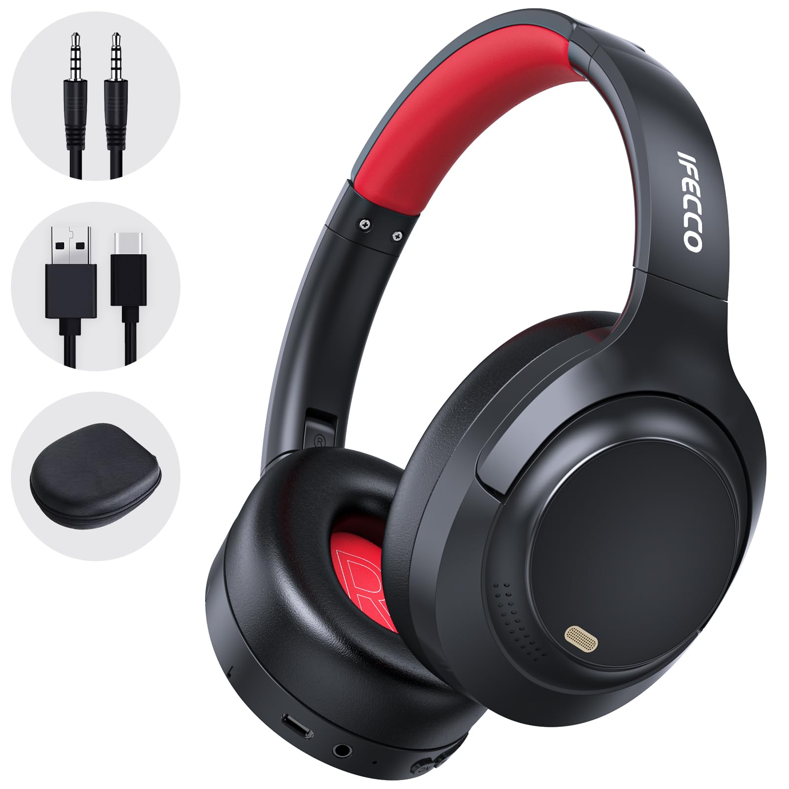 Photo 1 of IFECCO Active Noise Cancelling Headphones Bluetooth 5.4 - Wireless ANC Headphones Over Ear with Microphone,100H Play Time,HiFi Stereo Bluetooth Headset with Cushioned Pads for Travel,Home,Office