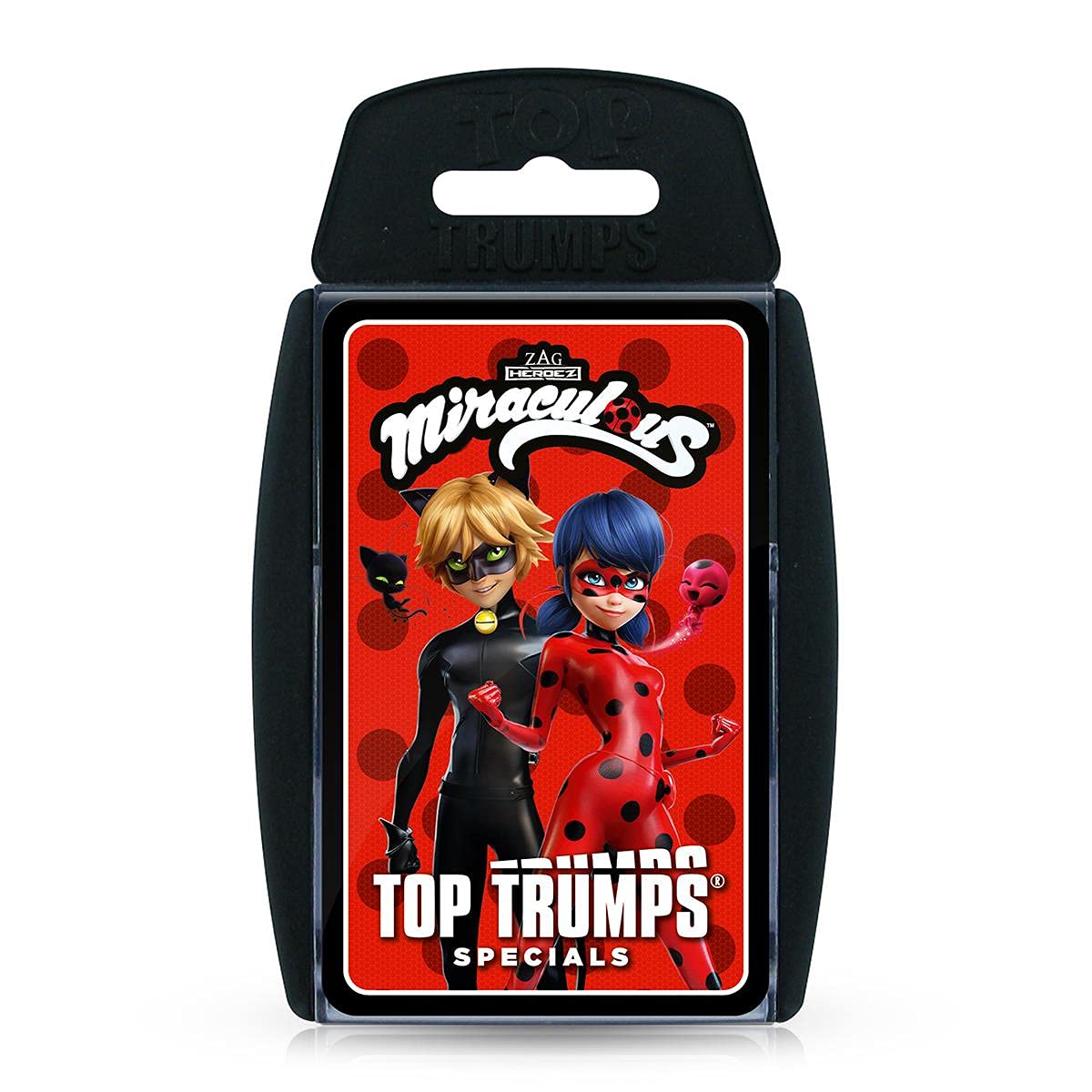 Top Trumps Miraculous Specials Card Game, play with Ladybug and her friends including Queen Bee, Cat Noir, Rena Rogue and Adrien Agreste, educational gift and toy for boys and girls Aged 6 plus