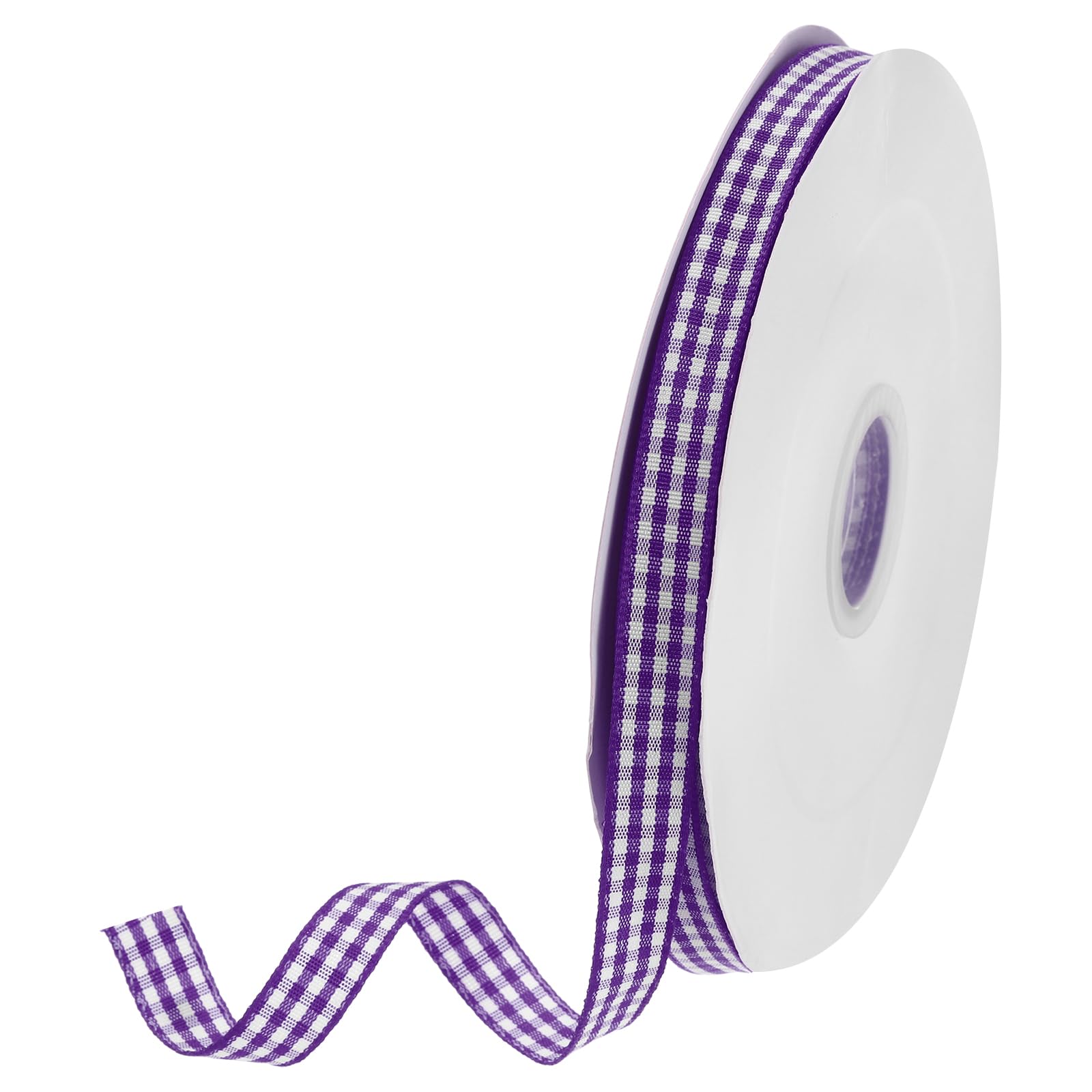 DMiotech 3/8 Inch 50 Yards Gingham Ribbon, Checkered Ribbon Plaid Ribbon for Gift Wrapping Decoration Art Craft DIY, Purple — image 1