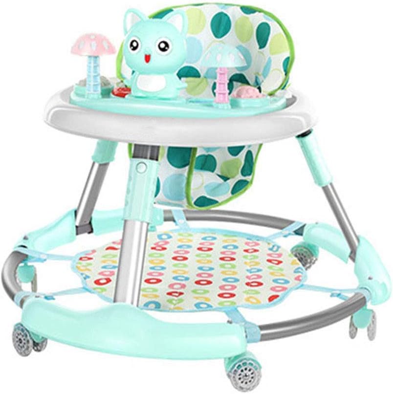 Yuany Baby Walker with Brake Folding,Anti-O-Leg Baby Walker,Anti-Rollover Walker, Height-Adjustable Baby Walker,Maximum Load 20 Kg,for Girls Boys 6-18Months Toddler