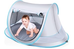 KAPEAZO Baby Beach Tent,Large Pop Up Beach Tent Sun Shade for Beach,Portable Baby Travel Tent with Mosquito Net,Indoor Baby Play Tent,UPF 50+ UV Protection Sun Shelters for Infants