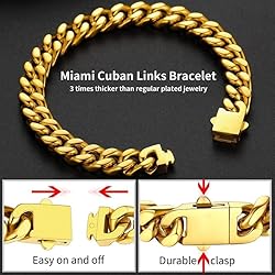 Gold Miami Cuban Link Chain Bracelet Mens Fashion