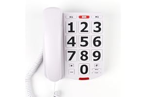 MCHEETA Big Button Phone for Seniors, Landline Telephone for Home, Durable Phone with LED Call Alert, Adjustable Volume and 3 One-Touch Dialing for Elderly, White