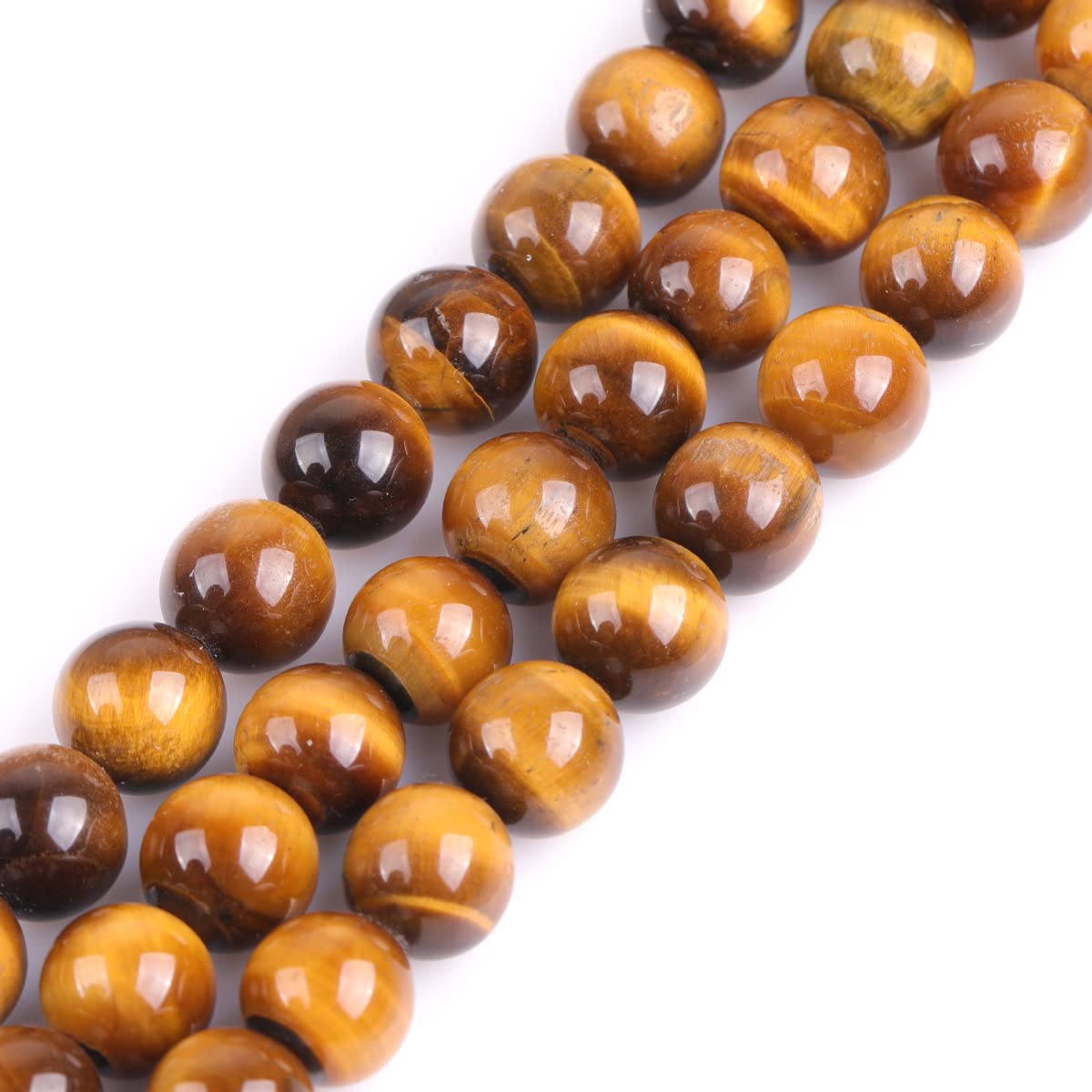 GEM-Inside Natural 12mm Yellow Tiger Eye Round Gemstone Semi Precious Loose Beads for Jewellery Making 15"