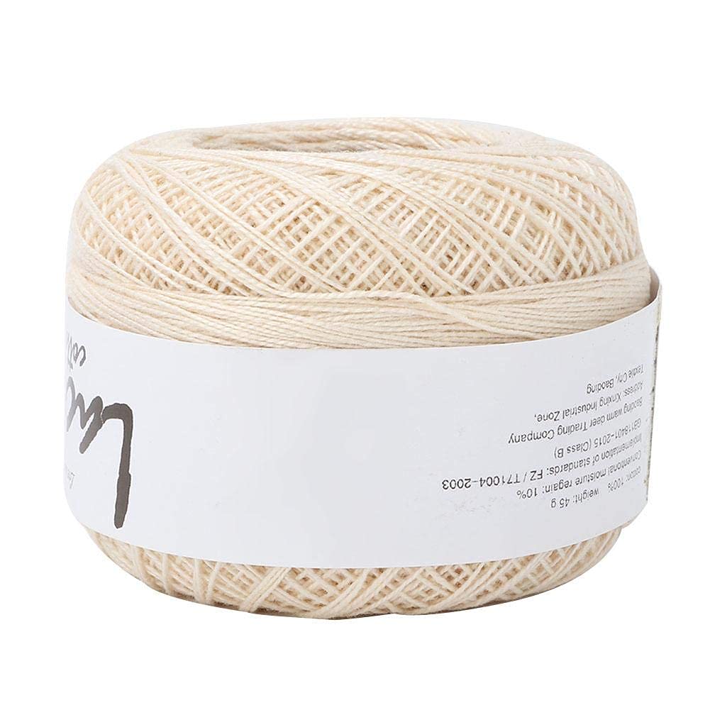 Crochet Yarn, 1mm Cotton Hand Crocheted Yarn Thread for Applique DIY Art and Craft Projects for Glove Blankets Milk White Fiber Material