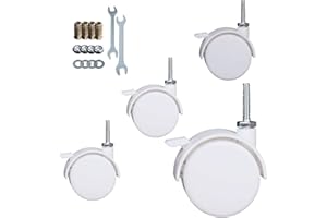 YEWEKE 2 Inch Casters Swivel Stem Caster Wheel 1/4" - 20 x 1" New PP Furniture Shelving Casters Replacement Castors with Brakes (with Brake-White)