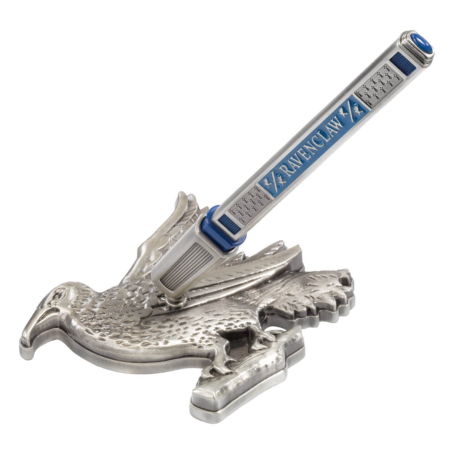 The Noble Collection Harry Potter Ravenclaw House Pen and Desk Stand - Die Cast Metal Pen and Raven Mascot Stand - Officially Licensed Film Set Movie Props Wand Gifts Stationery
