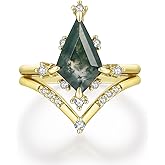 LAZLUVU Crystal Engagement Rings Gemstone Wedding Rings Gold Plated Wedding Band Bridal Ring Set for Women