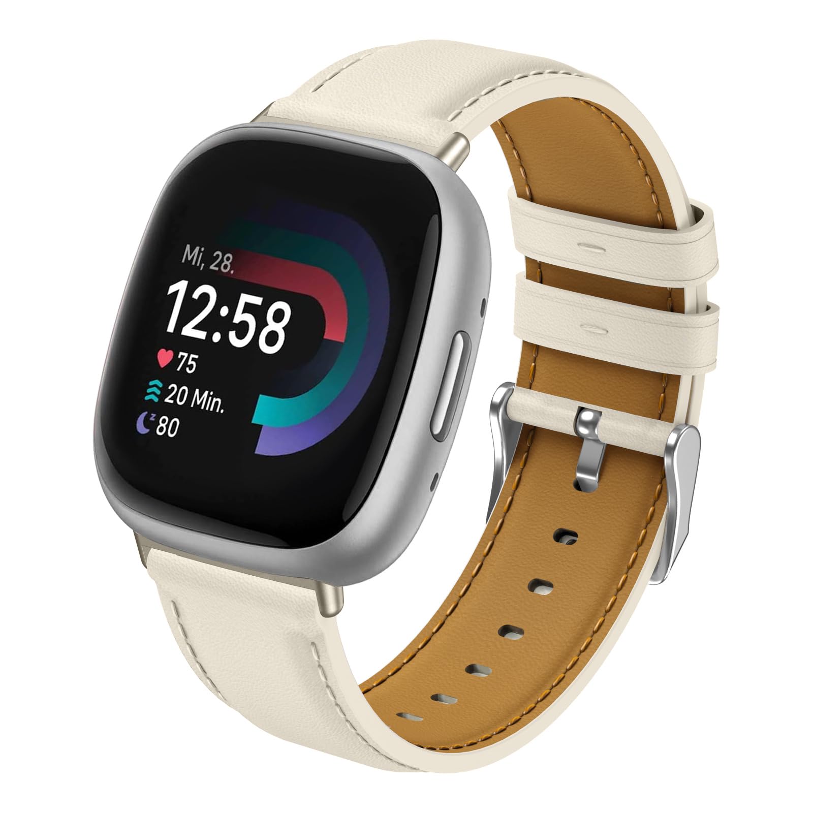 Syxinn Strap for Fitbit Versa 4/Versa 3, for Fitbit Sense/Sense 2 Strap Watch Band Soft Leather Replacement Wristband Bracelet for Women Men