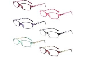 IVNUOYI 6 Pack Reading Glasses Blue Light Blocking,Fashion Ladies Spring Hinge Readers with Pattern Print,Anti Glare UV Eyeglasses for Women 2.0