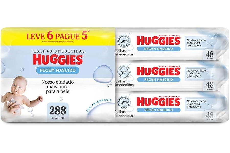 Lenços Umedecidos Huggies Recém-Nascido Sem Fragrância 6x48U