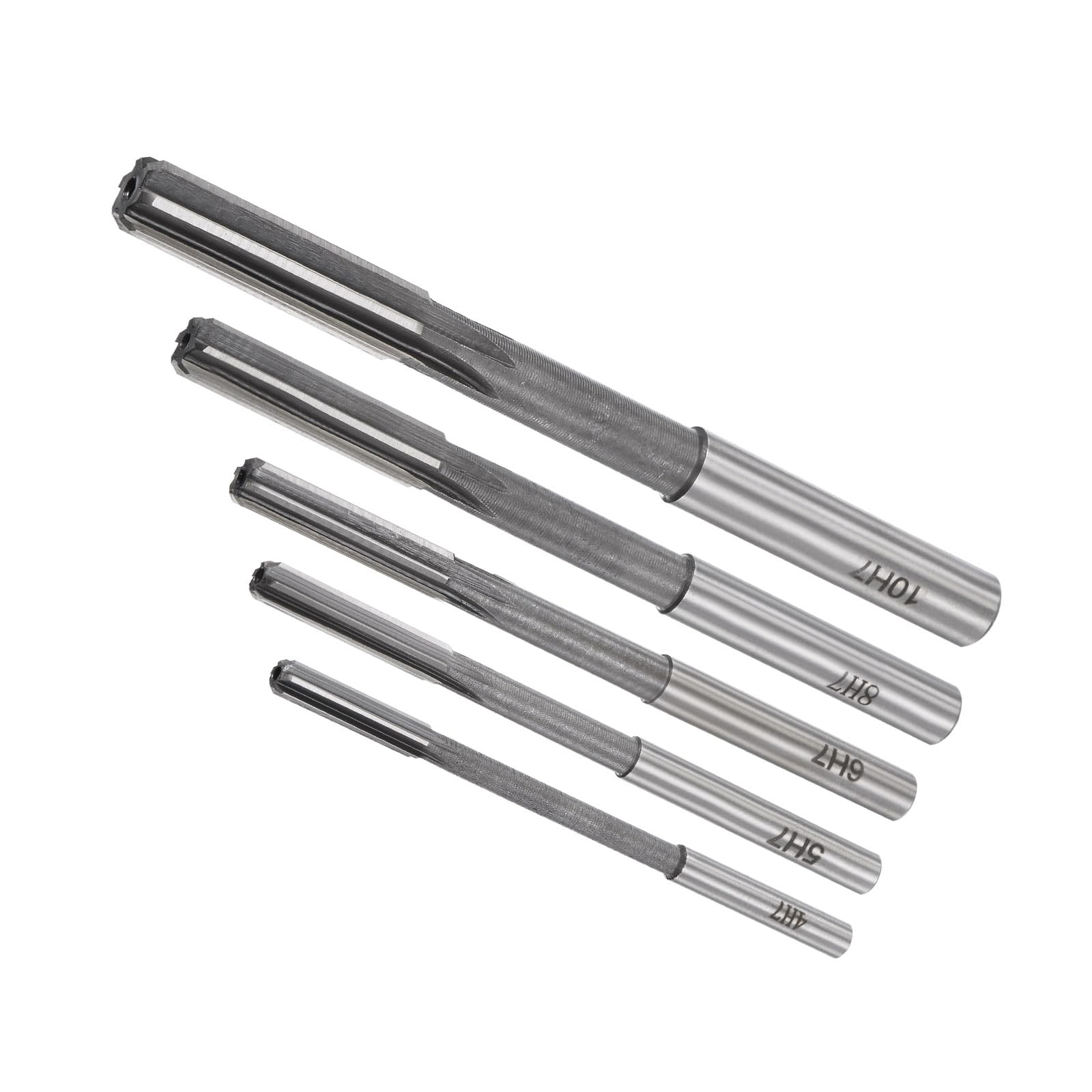 CoCud Chucking Reamer, H8 4mm-10mm Cutting Diameter, High Speed Steel Cutter Tool - (Applications: for Stainless Steel Aluminum Plastic), 5-Pieces