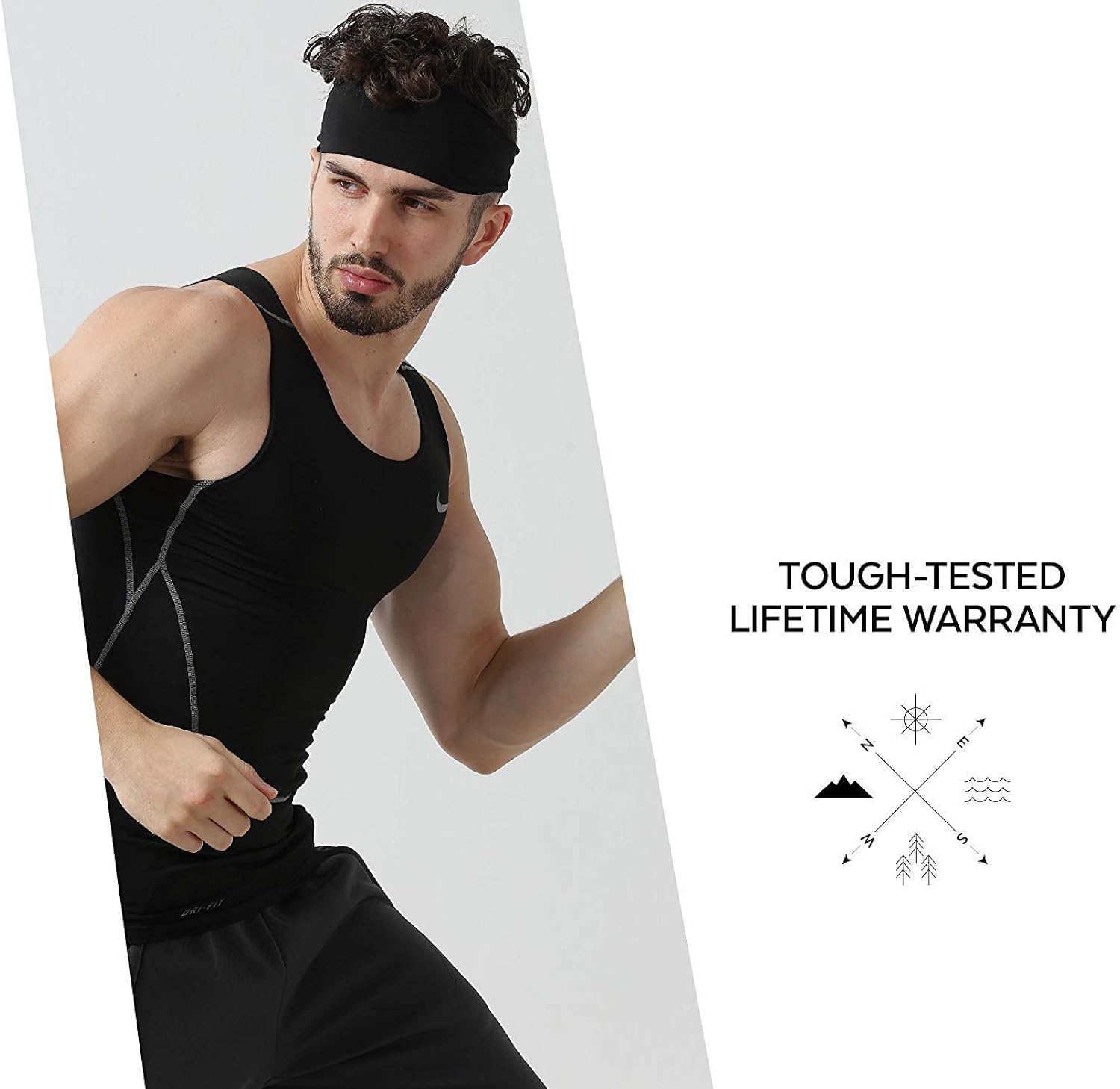 Mens Headband - Sports Running Sweat Head Bands - Athletic Sweatbands Hair Band for Workout, Basketball, Exercise, Gym, Cycling, Football, Tennis, Yoga - Performance Stretch Moisture Wicking Hairband: Clothing