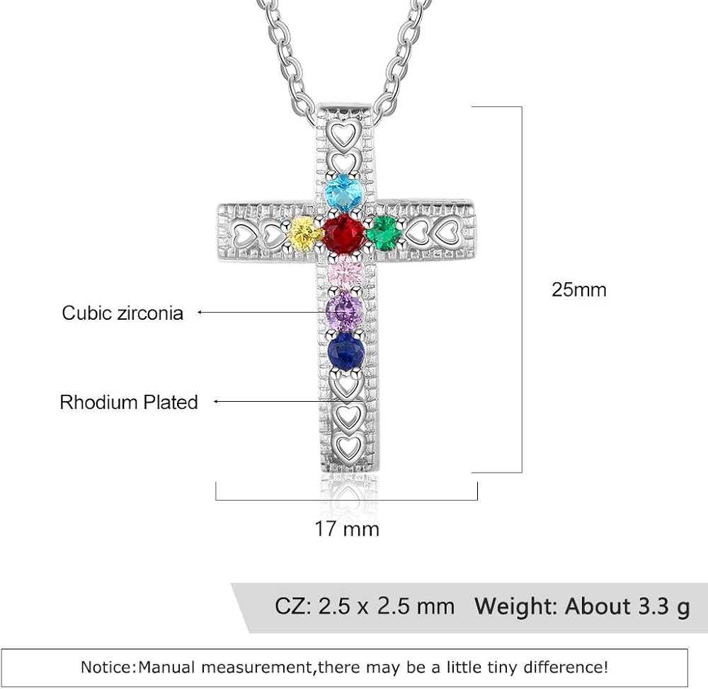 mothers birthstone cross necklace