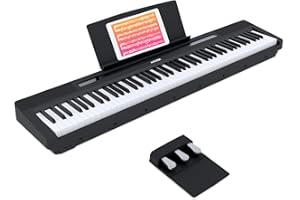 AODSK 88 Key Weighted Keyboard Digital Piano,Grade Hammer Action Keyboard for Beginner Portable Electric Piano, Black (Three-pedal)