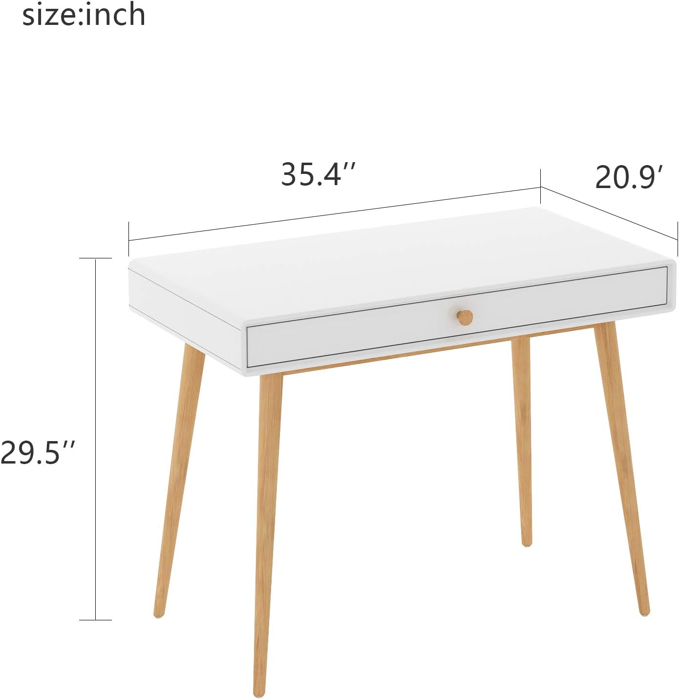 Home Office Writing Desk Computer Desk with Drawer, Simple Modern Makeup Vanity Table, White: Kitchen & Dining