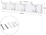 SONGMICS Coat Rack Wall Mounted 4 Dual Hooks White LHR23WT view 5
