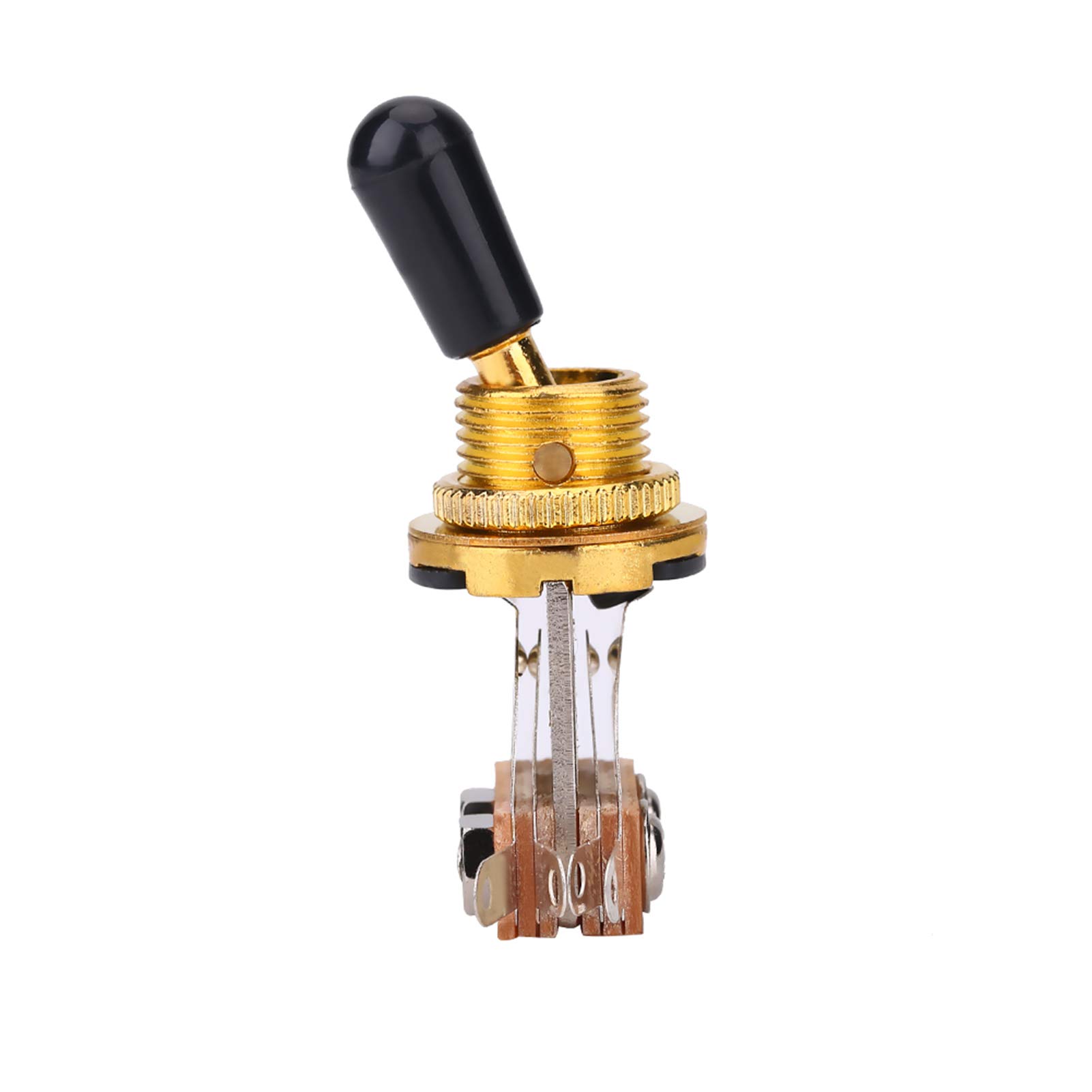 Guitar 3 Way Toggle Switch, Metal Pickup Selector Toggle Switch with Black Tip Knob for LP Style Electric Guitar (gold)