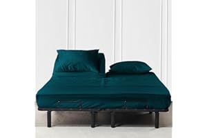 Top Split Queen Sheet Set for Adjustable Beds-800-TC Cotton Sleep Number Split Head Bed Sets for Adjustable Bed Queen Teal Sp