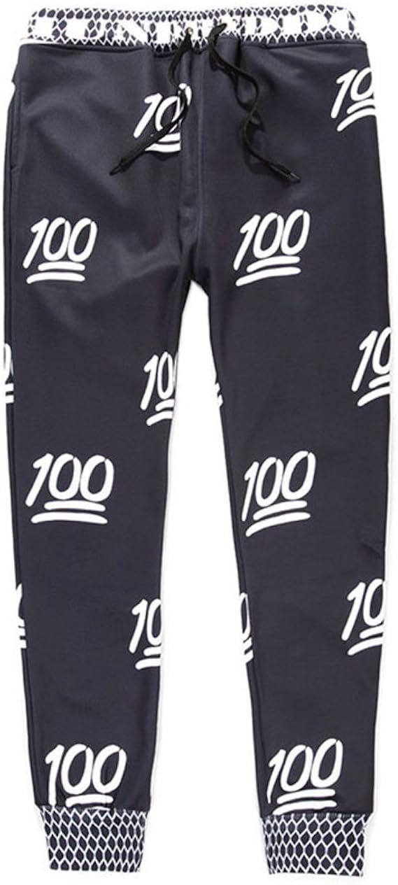 Amazon ユニセックス100絵文字パンツjoggersスウェットパンツメンズレディーススポーツウェアswagブラック M フィットネス トレーニング ロングパンツ 通販
