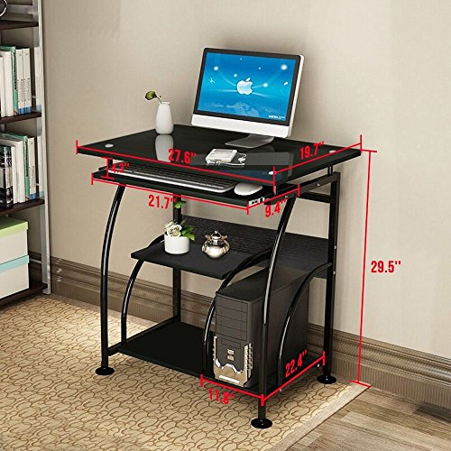 Leadzm Integrated Stalinite Computer Desk with Pullout Keyboard Tray, temporary Conner Work Station, Laptop Table, Home & Office Furniture Black. - Thumbnail 4