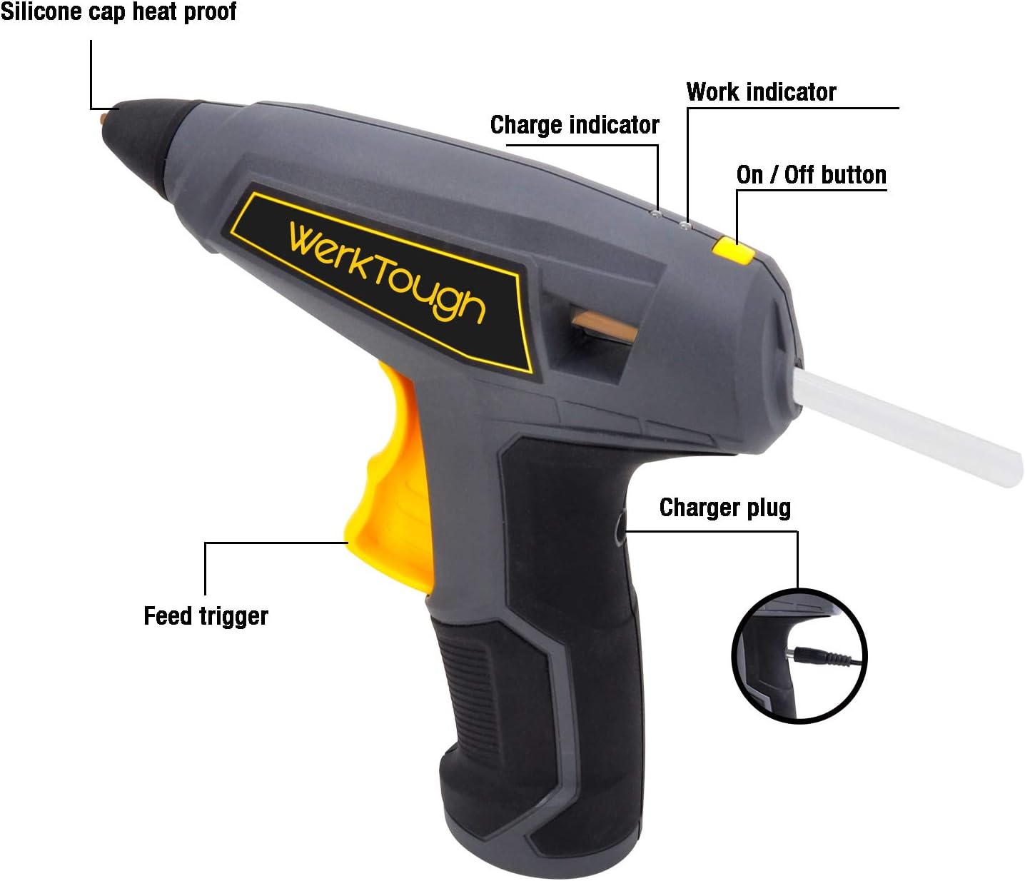 Uniteco Cordless Glue Gun Hot Melt Glue Gun Kit 17s Super Fast Instant Heating Home Repair Improvement DIY Hobby Tools Arts Crafts School -