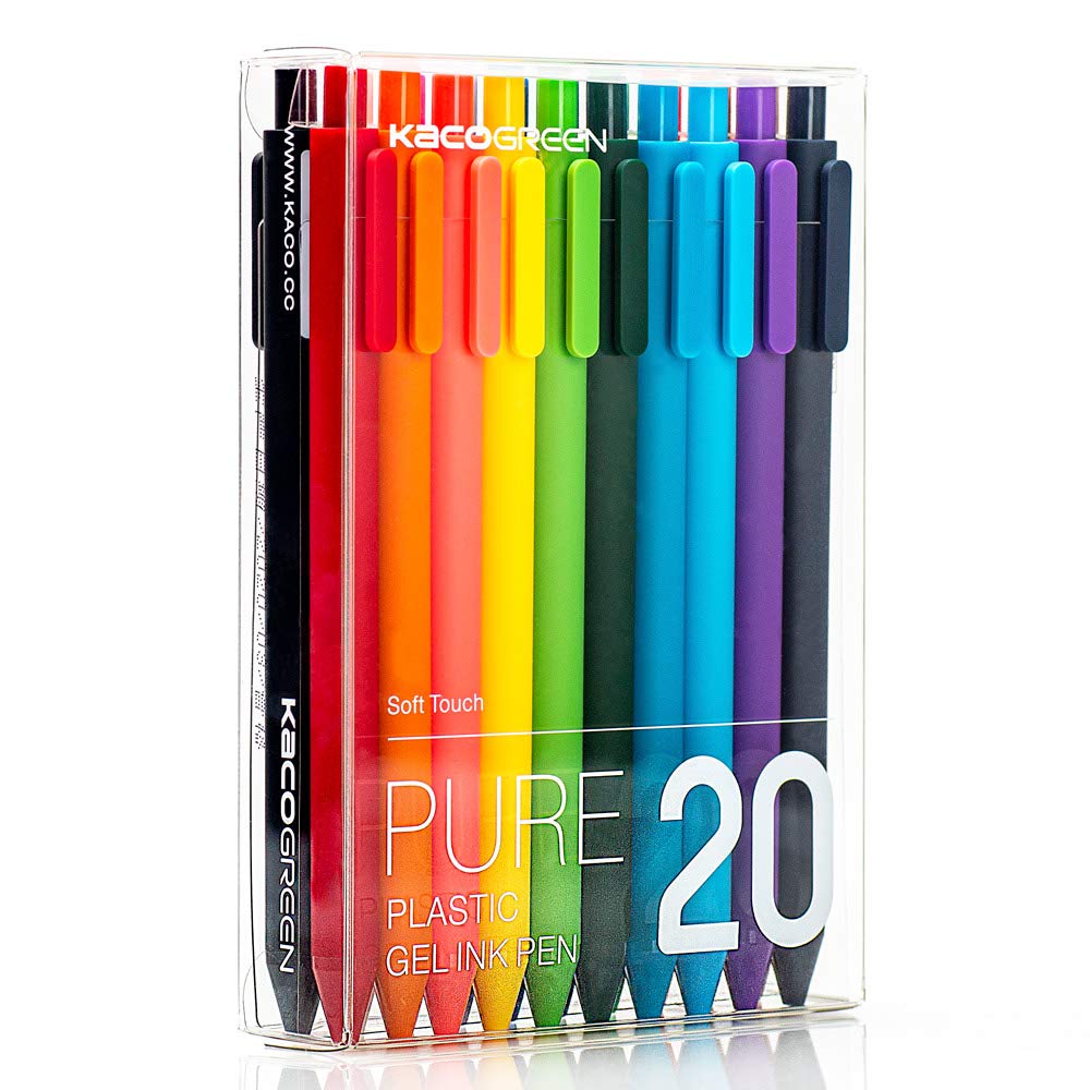 KACO Soft Touch Retractable Gel Ink Pens 0.5mm Fine Point (20 Colors)