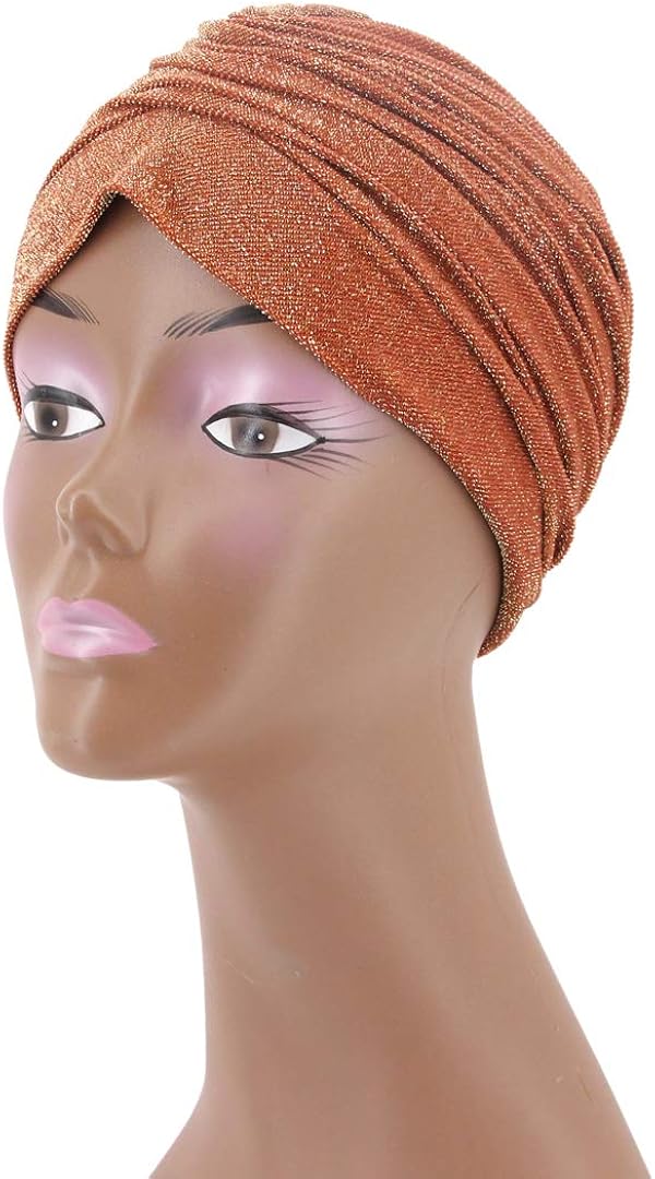 Surkat Unisex Shiny Metallic Turban Printed Sun Cap Hair Turban Hat Stretch Headwear Costume Accessory at  Women’s Clothing store