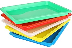 QTLCOHD 12 Pcs Multicolor Plastic Art Trays Activity Tray Organizer Serving Tray for Arts and Crafts, Painting, Beads, DIY Projects, Organizing Supply (5 Color)