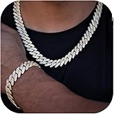 DIDISEE Gold Silver Cuban Link Chain and Bracelet for Men and Women - Diamond Necklace Iced Out Miami Cuban Hip Hop Jewelry