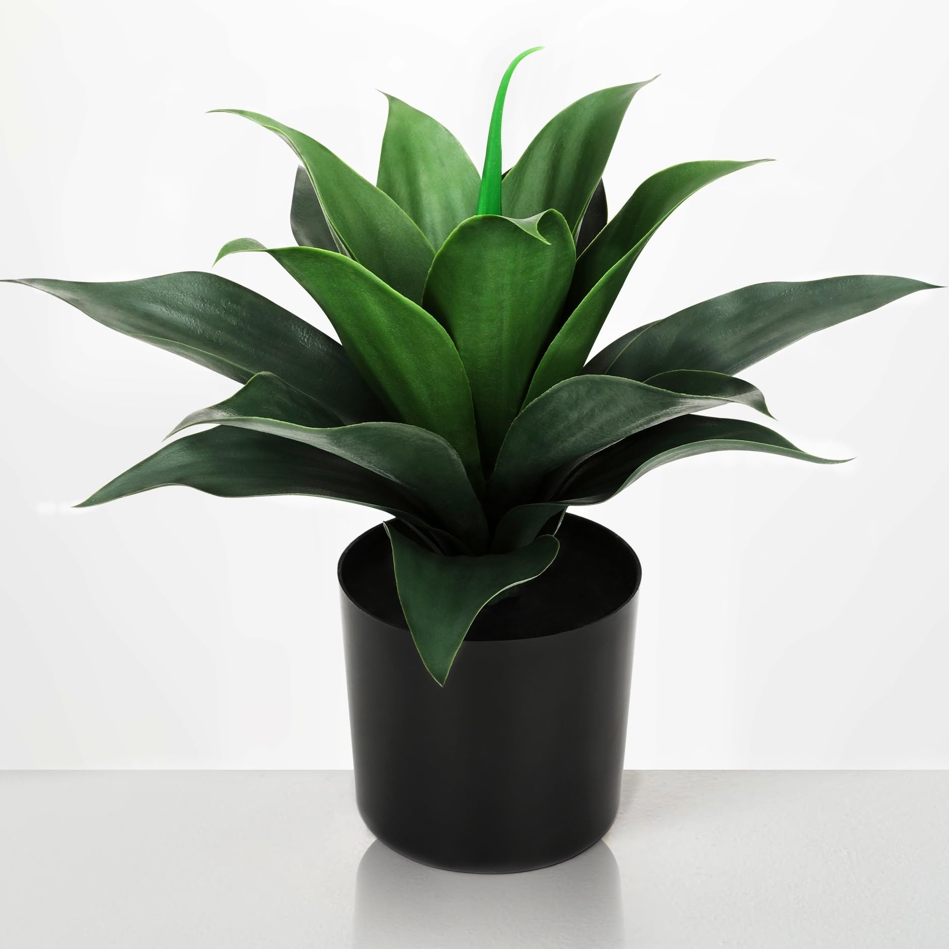 Photo 1 of JUSTOYOU 14" Large Artificial Succulent Faux Agave Plant in Pot, Fake Potted Desk Plant Realistic Greenery Artificial Plants for Indoor Office Home Decor Bathroom Kitchen Shelf (Dark Green)