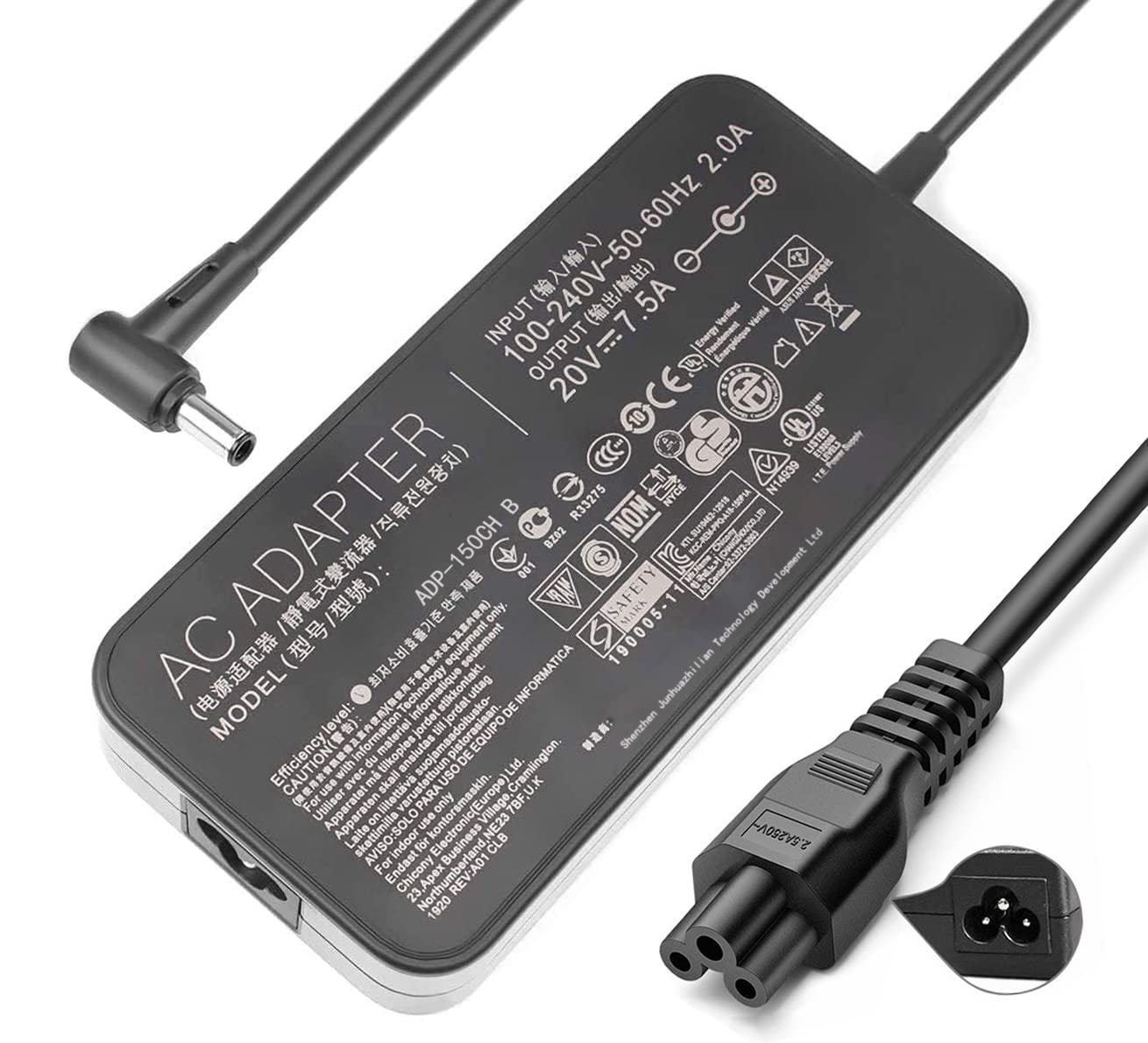 20V 7.5A 150W 6.0X3.7mm AC Charger ADP-150CH B ADP-150CH BB Compatible for Asus TUF FX505D FX505DT FX505DU FX505DY FX505DD FX505G FX505GT FX505GD FX505GE FX505GM FX505