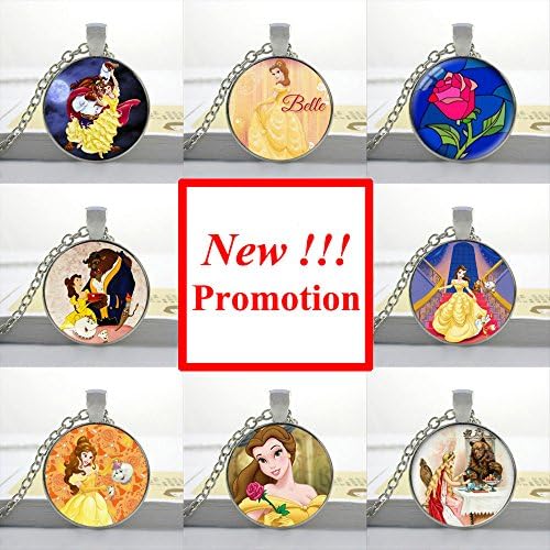 Pretty Lee 2015 New Fashion Beauty And The Beast Pendant Beauty And The Beast Jewelry Glass Cabochon Necklace