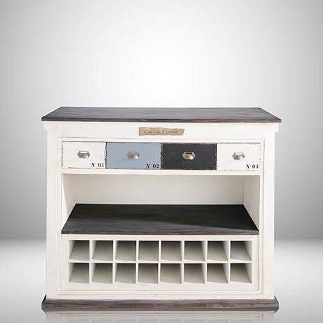 Aprodz Mango Wood Kenny Wine Storage Stylish Bar Cabinet for Bar Decoration | White Finish