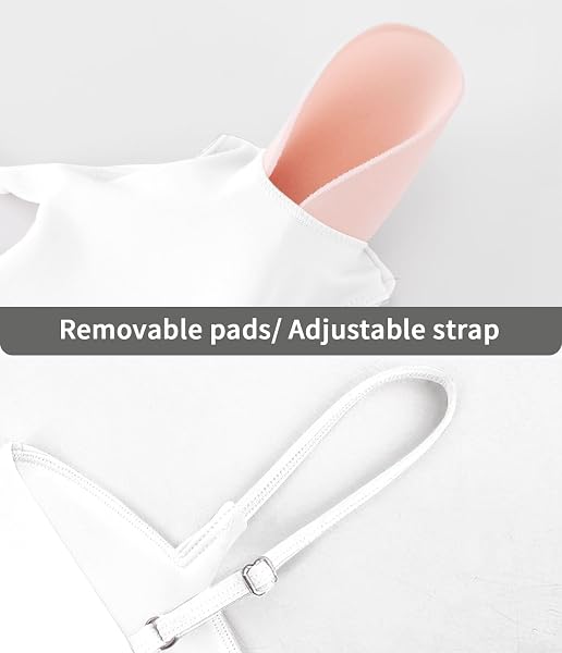 COMPER SPORTS BRA FOR WOMEN WIREFREE RACERBACK WORKOUT BRAS SEXY THIN STRAPS YOGA SPORT BRAS WITH REMOVABLE PADS (WHITE-XL)