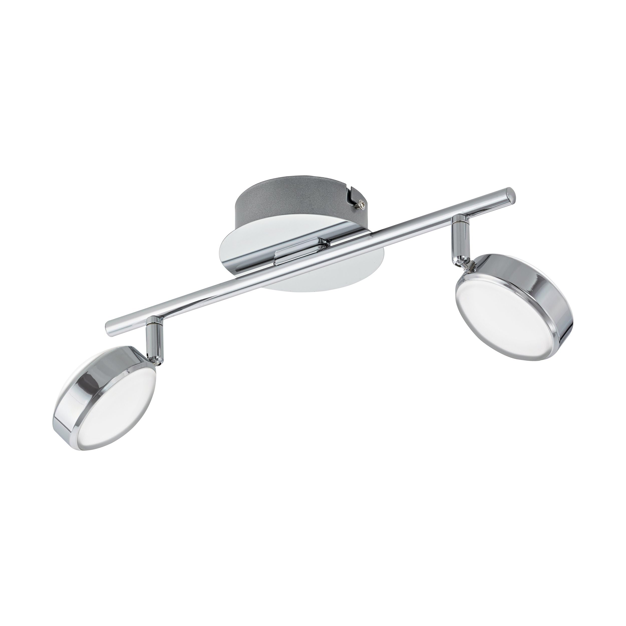 Eglo LED Ceiling Lamp Salto, 2-Light Ceiling Spotlight, Metal and Plastic Fixture, Living Room lamp in Chrome, Warm White LED Hallway Light