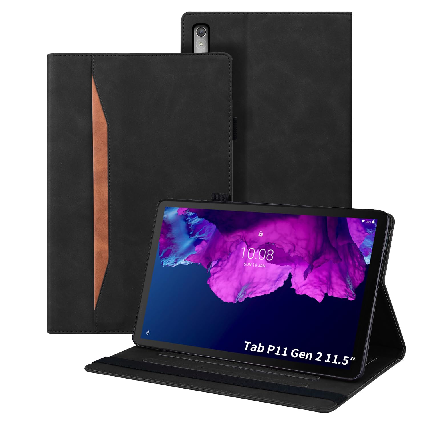 Auslbin Case for Lenovo Tab P11 (2nd Gen) 11.5 Inch TB350FU/TB350XU 2022 PU Leather with Stand Function Tablet Case Protective Cover for Lenovo Tab P11 (2nd Gen) 11.5 TB350FU/TB350XU 2022, Black