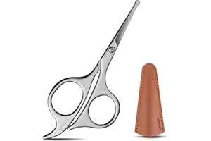 Lobodt 4.7 inch small Nose Hair Scissors, with Rounded Tip for Trimming Small Details Facial Hair, Ear Hair, Eyebrow，bathroom，personal care beauty, and pet hair (Matte silver)