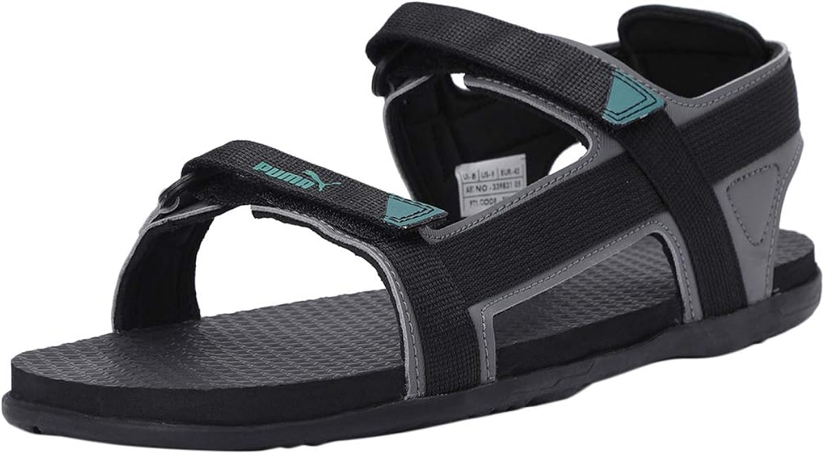 Amazon.com | Puma Men's Prego IDP Black-Castlerock-Teal Gre White Green Outdoor Sandals-7 UK (40 