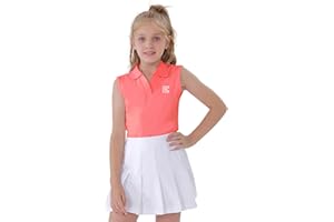 EXARUS Girls' Golf Polo Tennis Shirts Kids Sleeveless V-Neck Athletic Workout Tank Tops UPF 50+ Quick Dry Golf Clothes