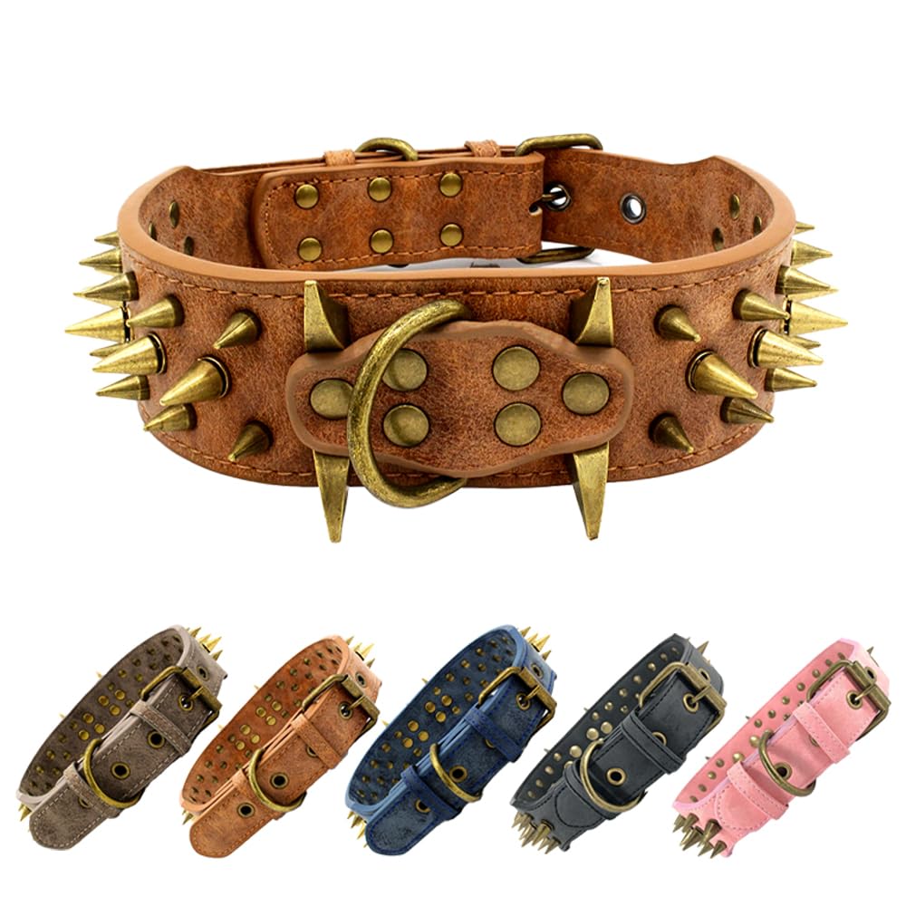 The Mighty Large Spiked Studded Dog Collar - Protect Your Dog's