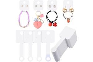 GLENMAL 500 Pcs Necklace Display Cards Self-Adherent Jewelry Packaging Card Kraft Keychain Display Card Hanging Bracelet Card Holder for Choker Earring Hairband Displaying Small Business Supplies (White)