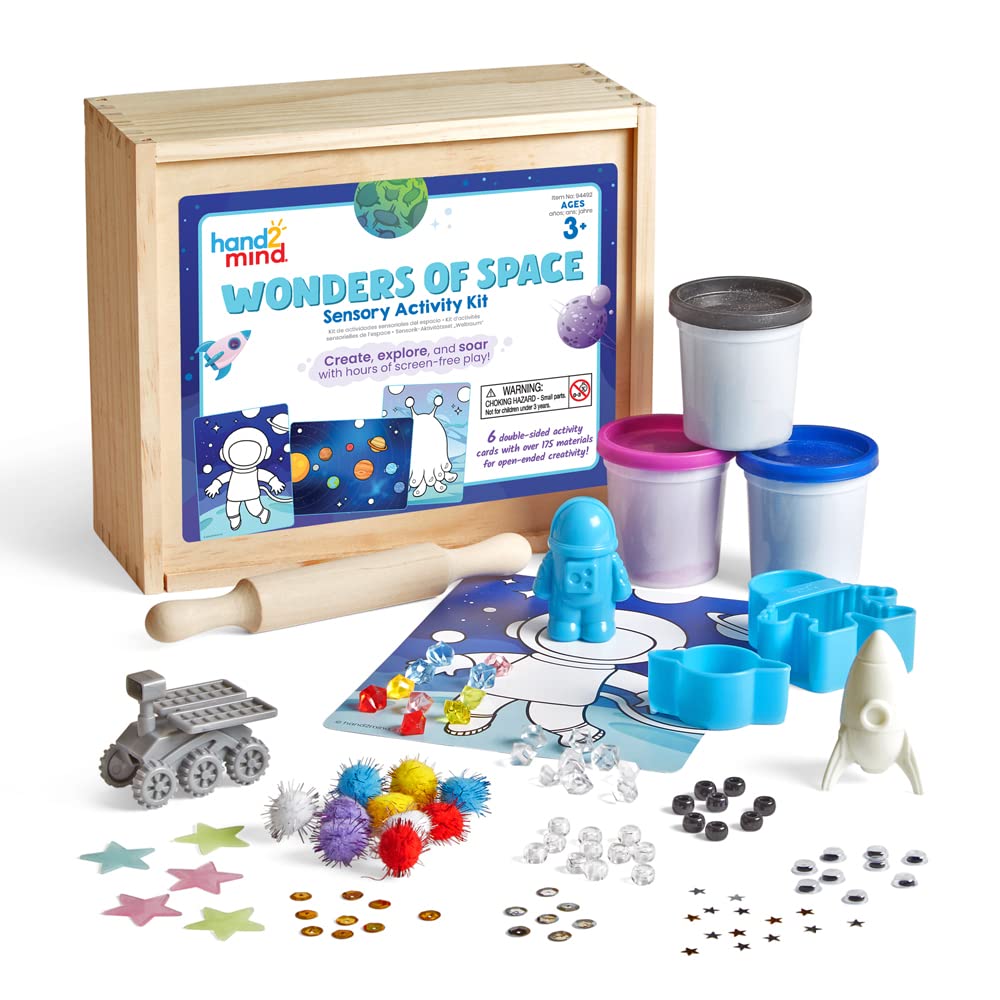 Learning Resources Wonders of Space Sensory Activity Kit, Loose Parts Play Materials, Sensory Toys For Sensory Play, Fine Motor Skills Toys, Space Toys, Montessori Toys, Wooden Storage Bin, Ages 3+