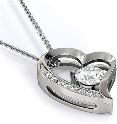 Presente Dia das Mães - Colares de Luxo Feminino de Aço e Ouro Customizados com caixa incluída em promoção (Coração 14K Ouro Branco)