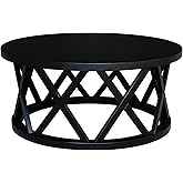 IC INTERNATIONAL CONCEPTS Round Ceylon Solid Wood Coffee Table Black