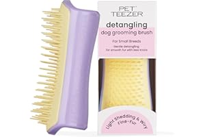 Pet Teezer by Tangle Teezer Detangling Dog Grooming Brush, Dry Brush & Dog Bath Brush for Wet or Dry Fur & Light Shedding Breeds, Small, Lilac/Yellow