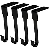 Christmas Stocking Holders for Mantle, 4 Pack Black Stocking Hangers for Mantel, Non Slip Stocking Holders for Christmas Decorations, Hanging Mantel Hooks for Fireplace Staircases Wreath Garland Decor