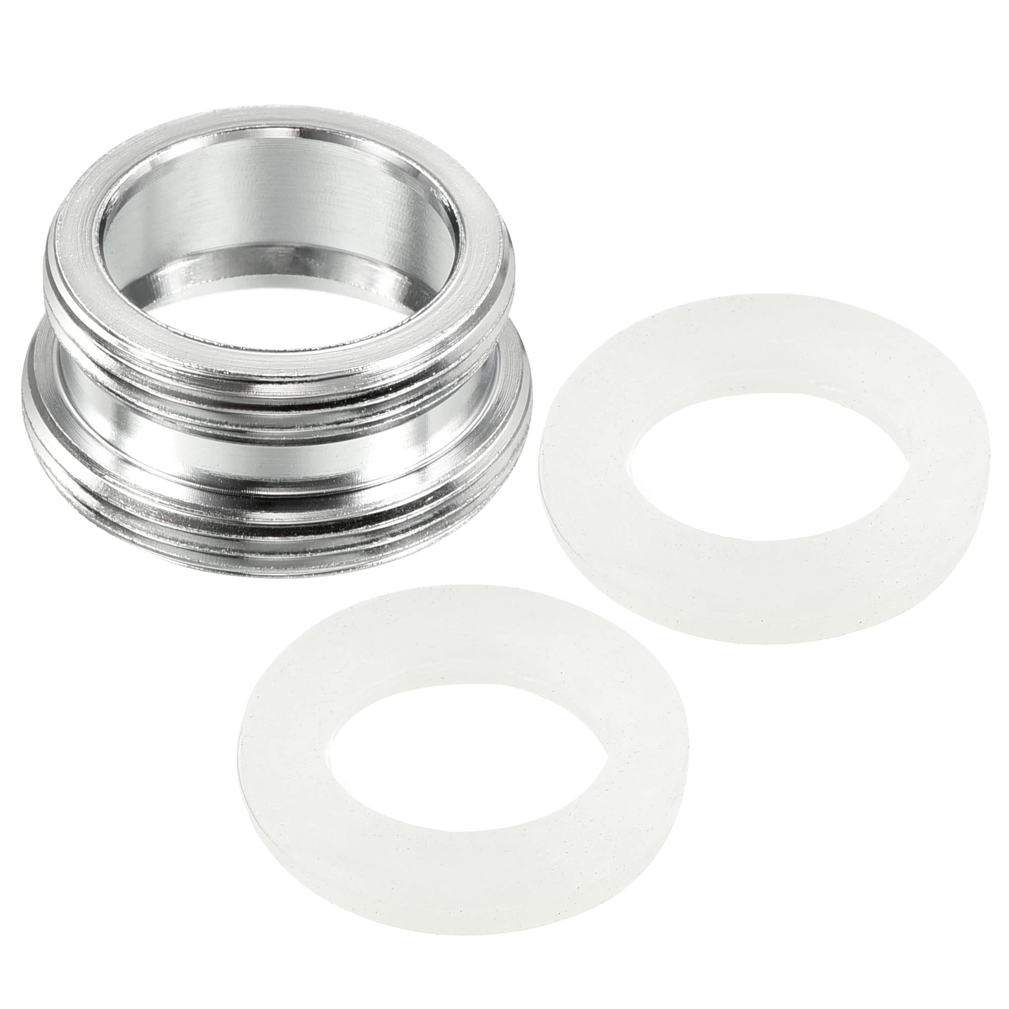 PATIKIL M24*1.0 Male to M22*1.0 Male Thread Faucet Adapter, 2 Pack Chromed Aerator Connector Fitting for Garden Hose Water Filter Pipe, Silver